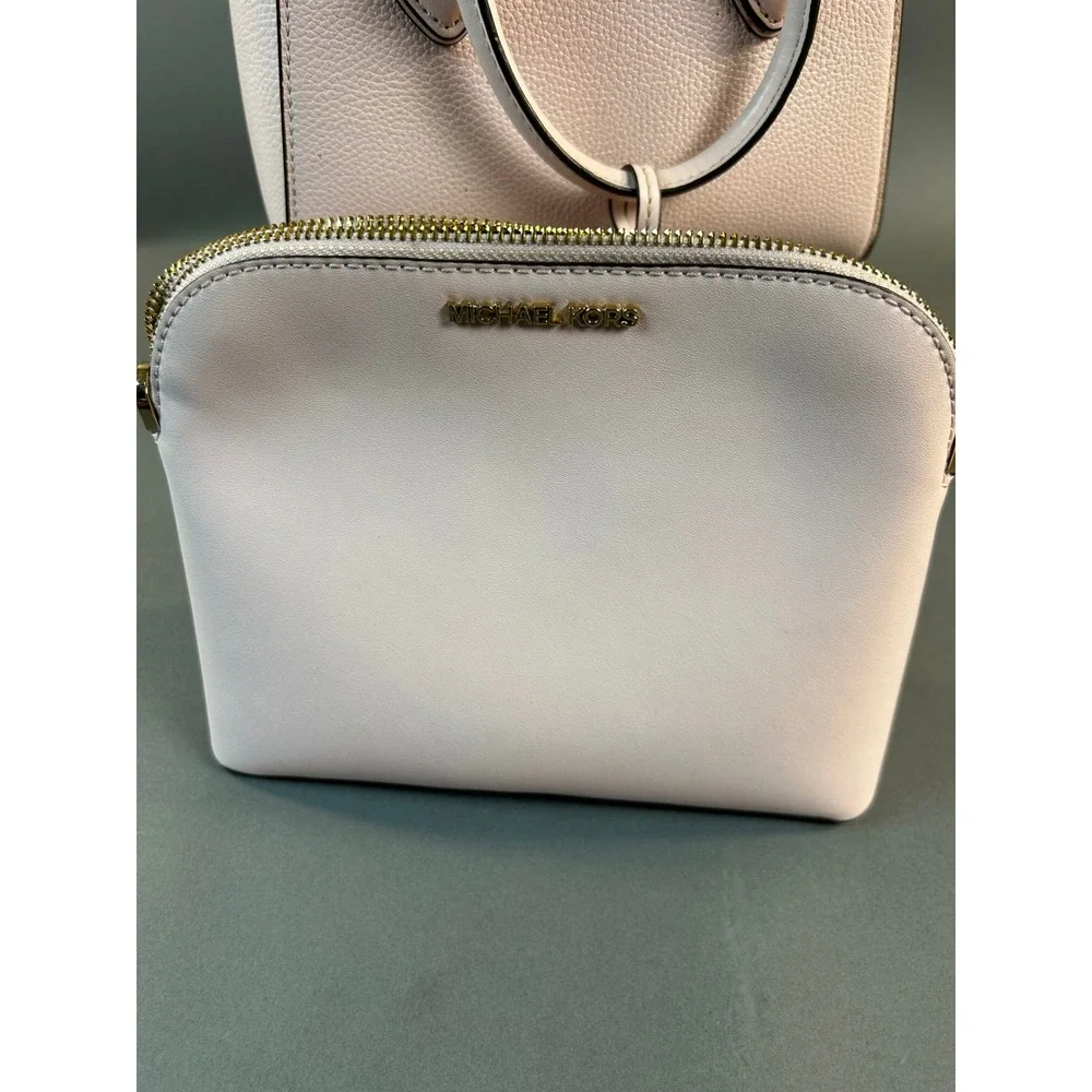 Michael Kors Pink Pebbled Leather Satchel and Dome Pouch 2-in-1 Handbag Set